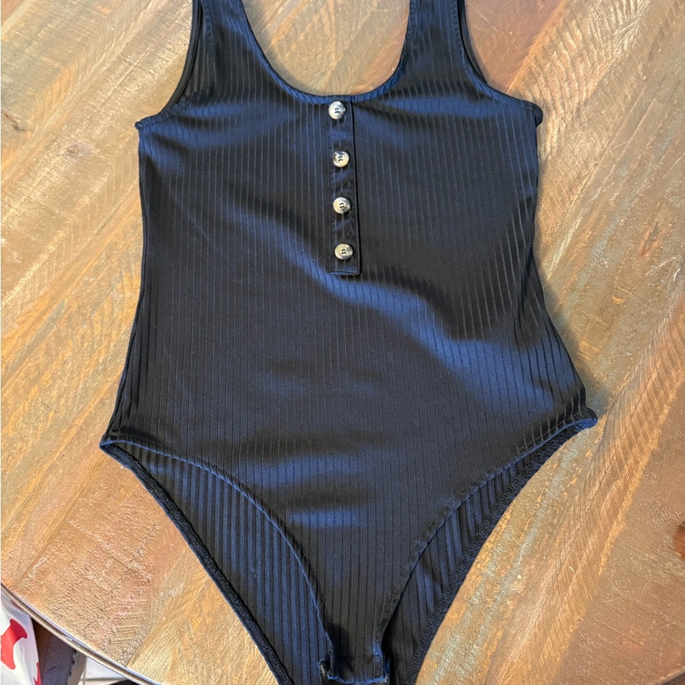 H&M Black Ribbed Bodysuit